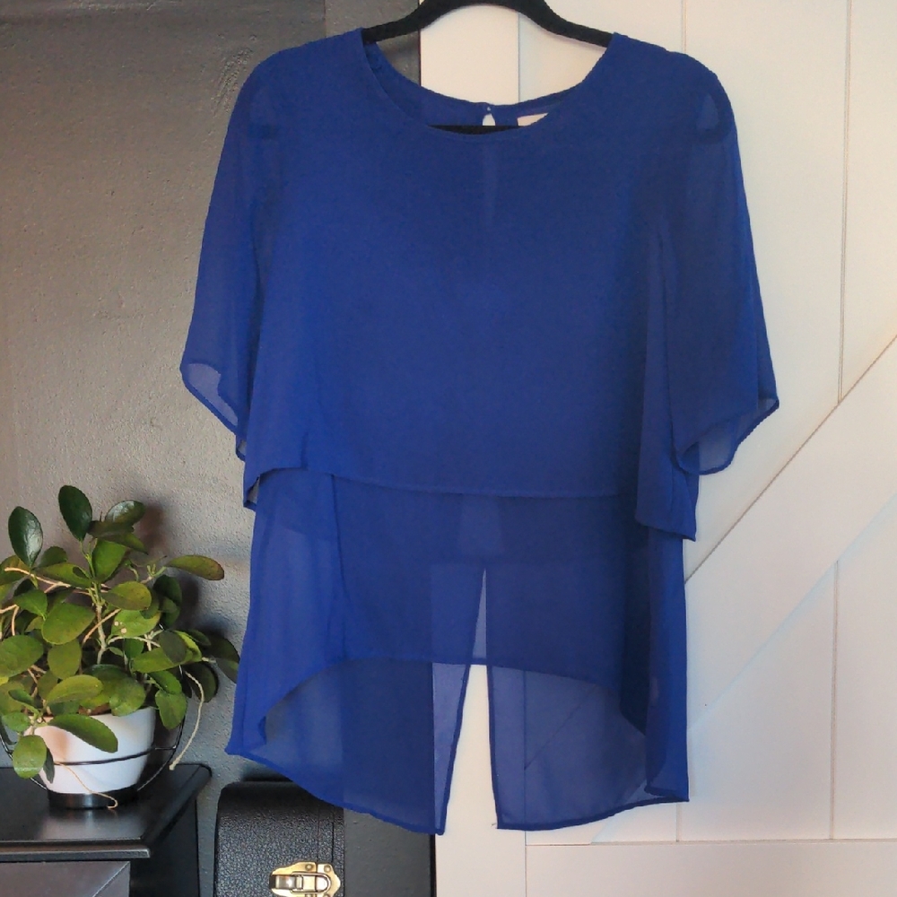 Bar III Royal Blue Layered Blouse